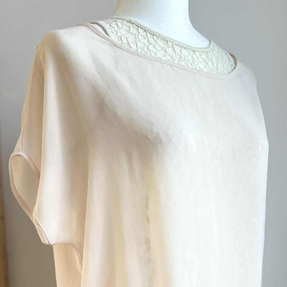 Cop. Copine Porcelain Blush Layered Chiffon & Lace Open-Back Dress – EU 38